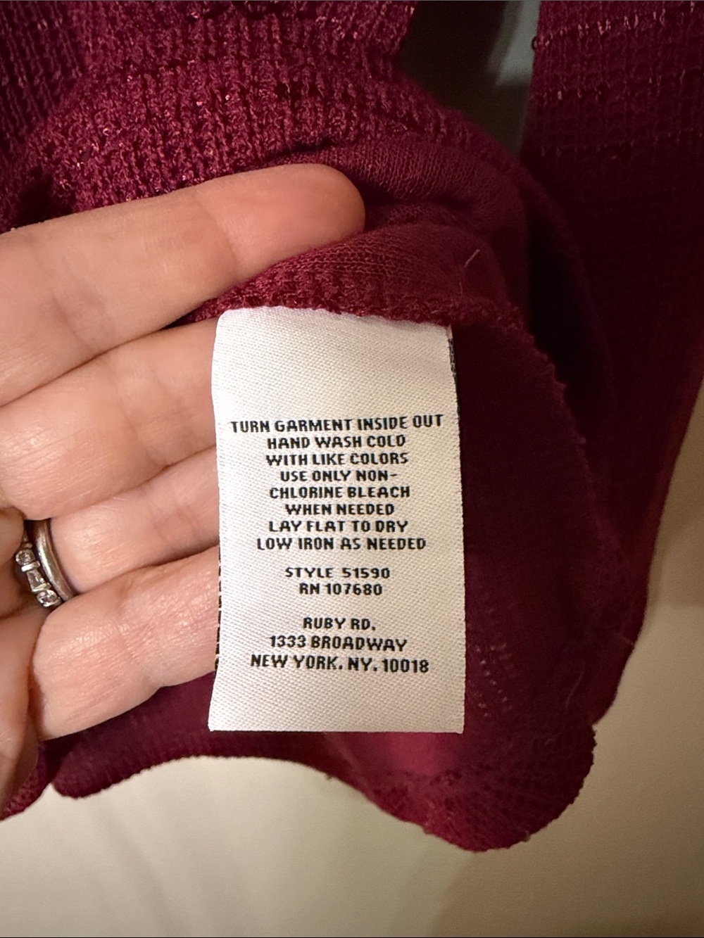 Ruby Rd. Textured Long-Sleeve Keyhole Sweater - Raspberry - Picture 3 of 4